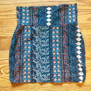 Lily White Tribal Mini Skirt Bodycon Tribal (XS/S)